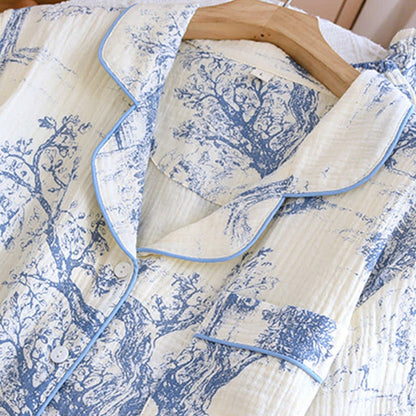 Nachtwäscheset aus Baumwollgaze mit Toile-Print
