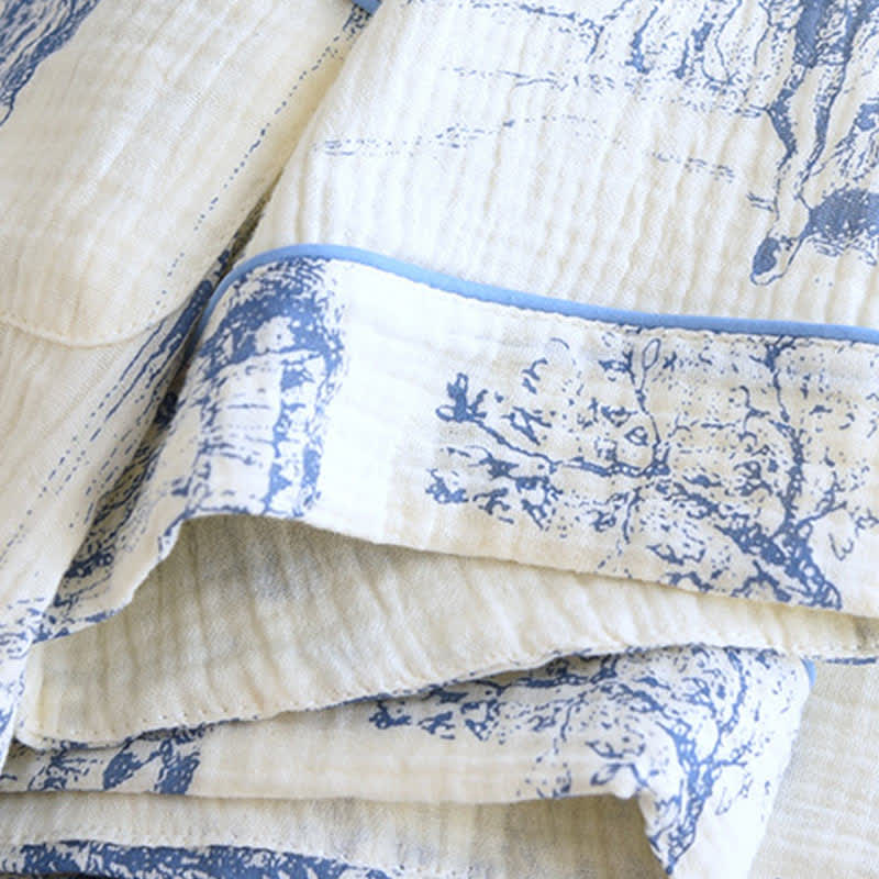Nachtwäscheset aus Baumwollgaze mit Toile-Print