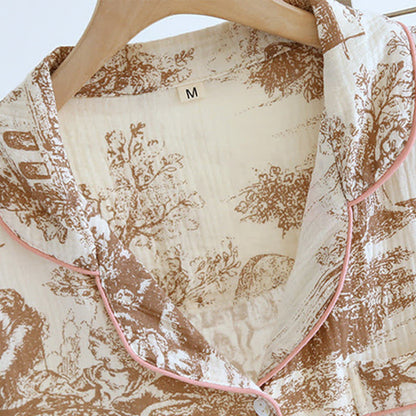 Loungewear aus Baumwollgaze mit Tintenwasch-Toile-Print