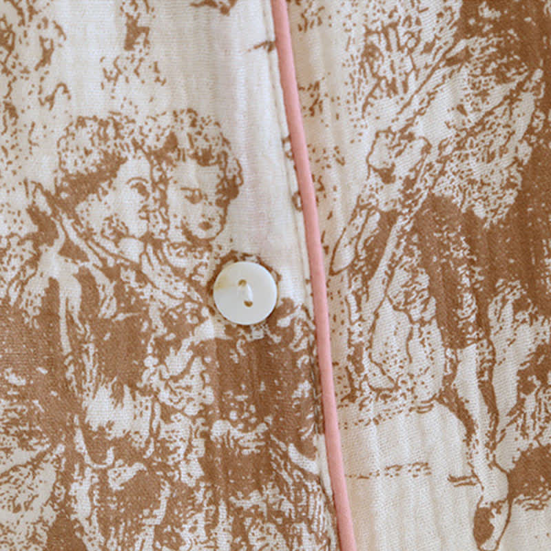 Loungewear aus Baumwollgaze mit Tintenwasch-Toile-Print - image 2