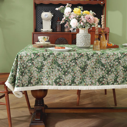 Knitterfreie, rustikale, rechteckige Jacquard-Tischdecke