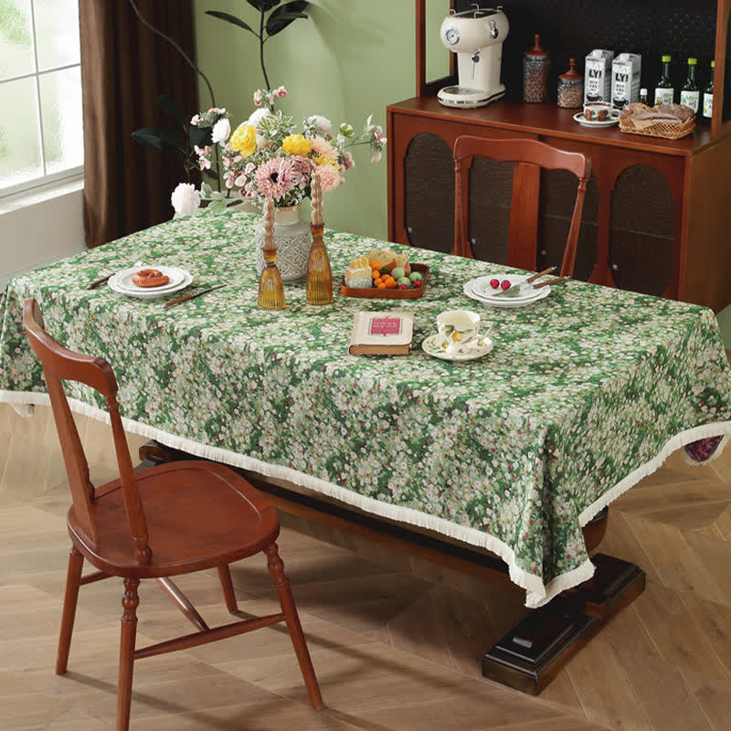 Knitterfreie, rustikale, rechteckige Jacquard-Tischdecke