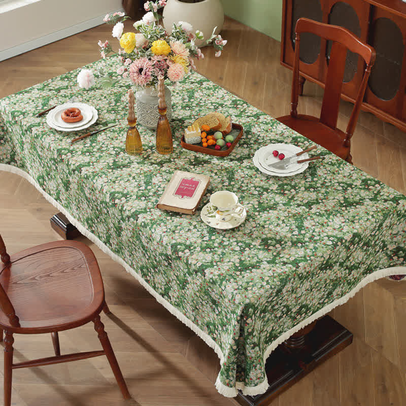 Knitterfreie, rustikale, rechteckige Jacquard-Tischdecke