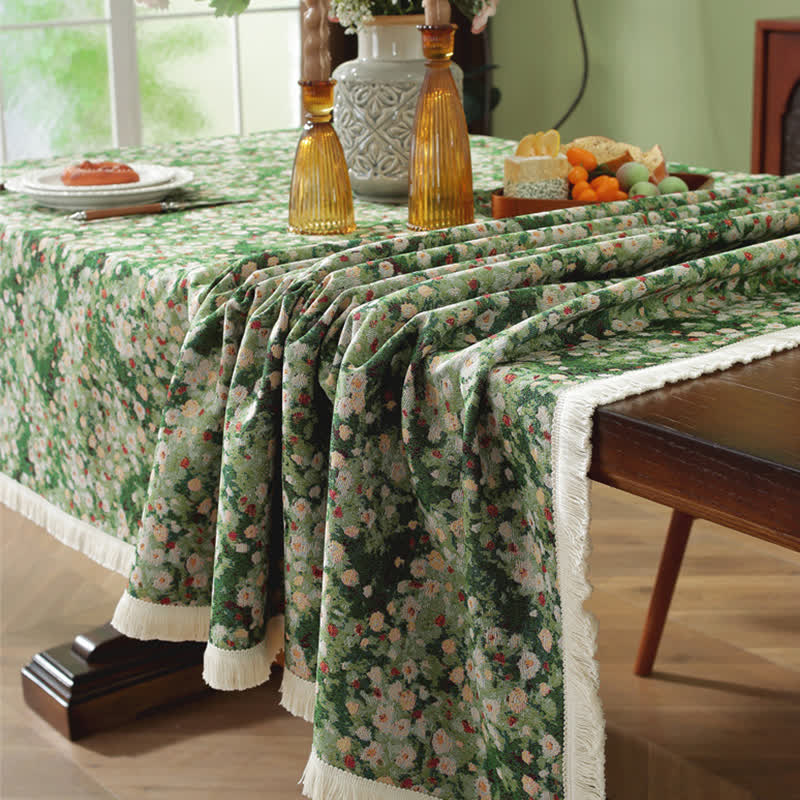 Knitterfreie, rustikale, rechteckige Jacquard-Tischdecke