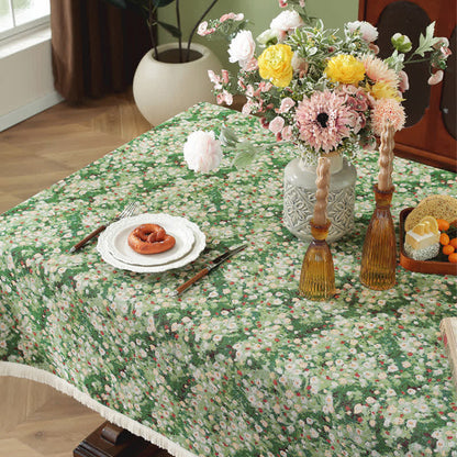 Knitterfreie, rustikale, rechteckige Jacquard-Tischdecke