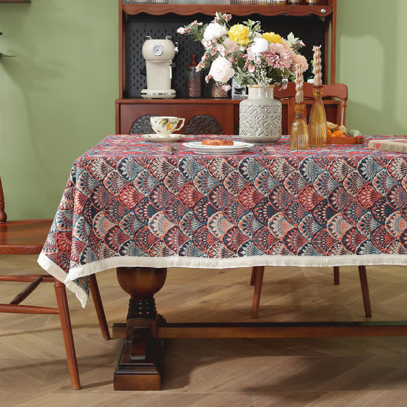 Waschbare, schmutzabweisende Boho-Tischdecke