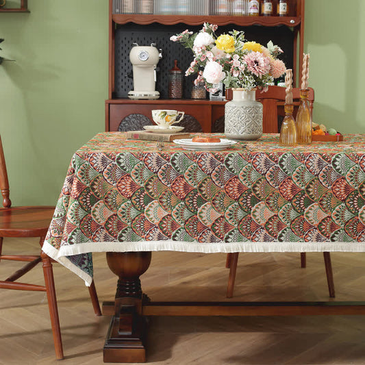 Waschbare, schmutzabweisende Boho-Tischdecke