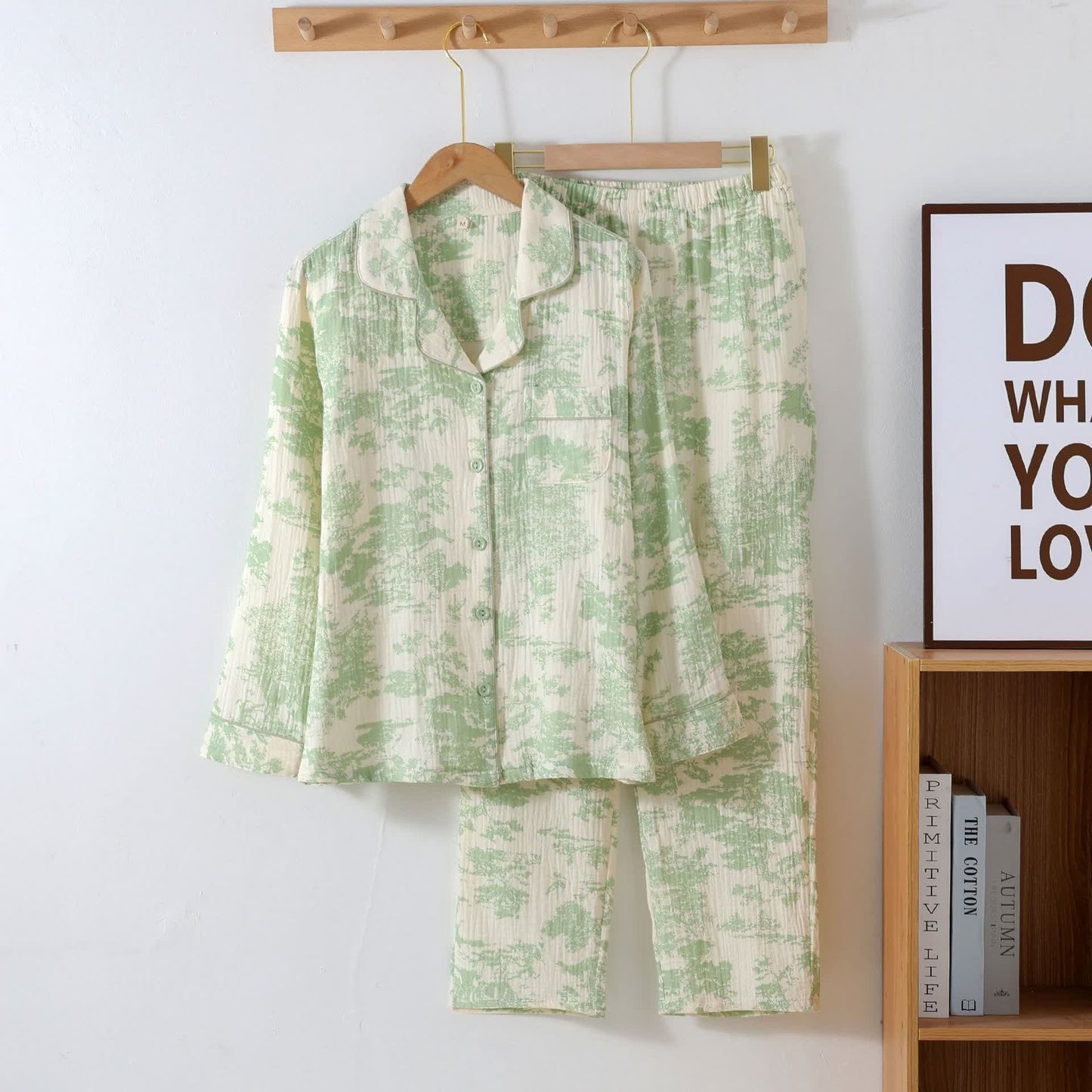 Loungewear-Set aus Baumwollgaze mit malerischem Toile-Muster