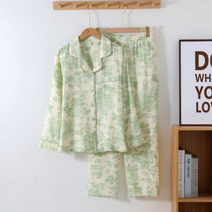 Loungewear-Set aus Baumwollgaze mit malerischem Toile-Muster