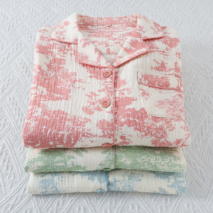 Loungewear-Set aus Baumwollgaze mit malerischem Toile-Muster