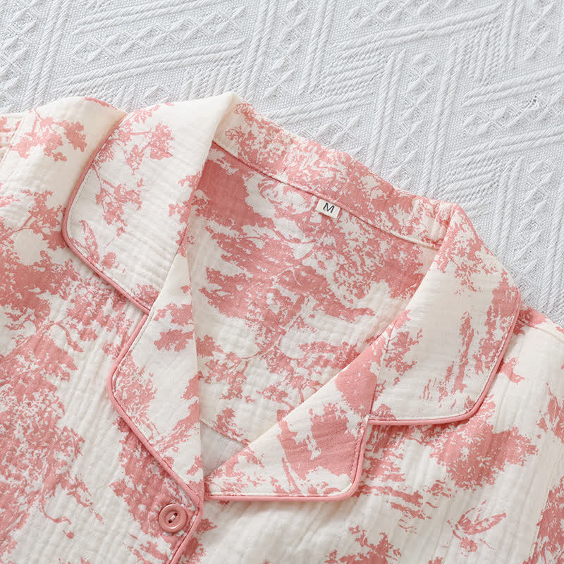 Loungewear-Set aus Baumwollgaze mit malerischem Toile-Muster