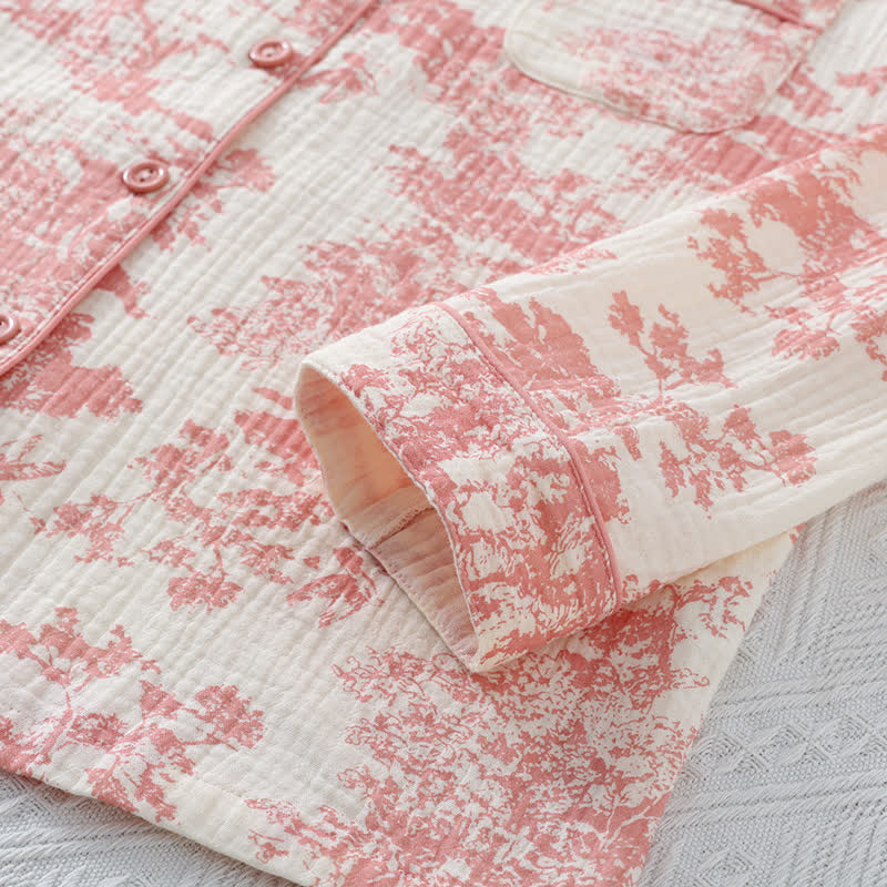 Loungewear-Set aus Baumwollgaze mit malerischem Toile-Muster