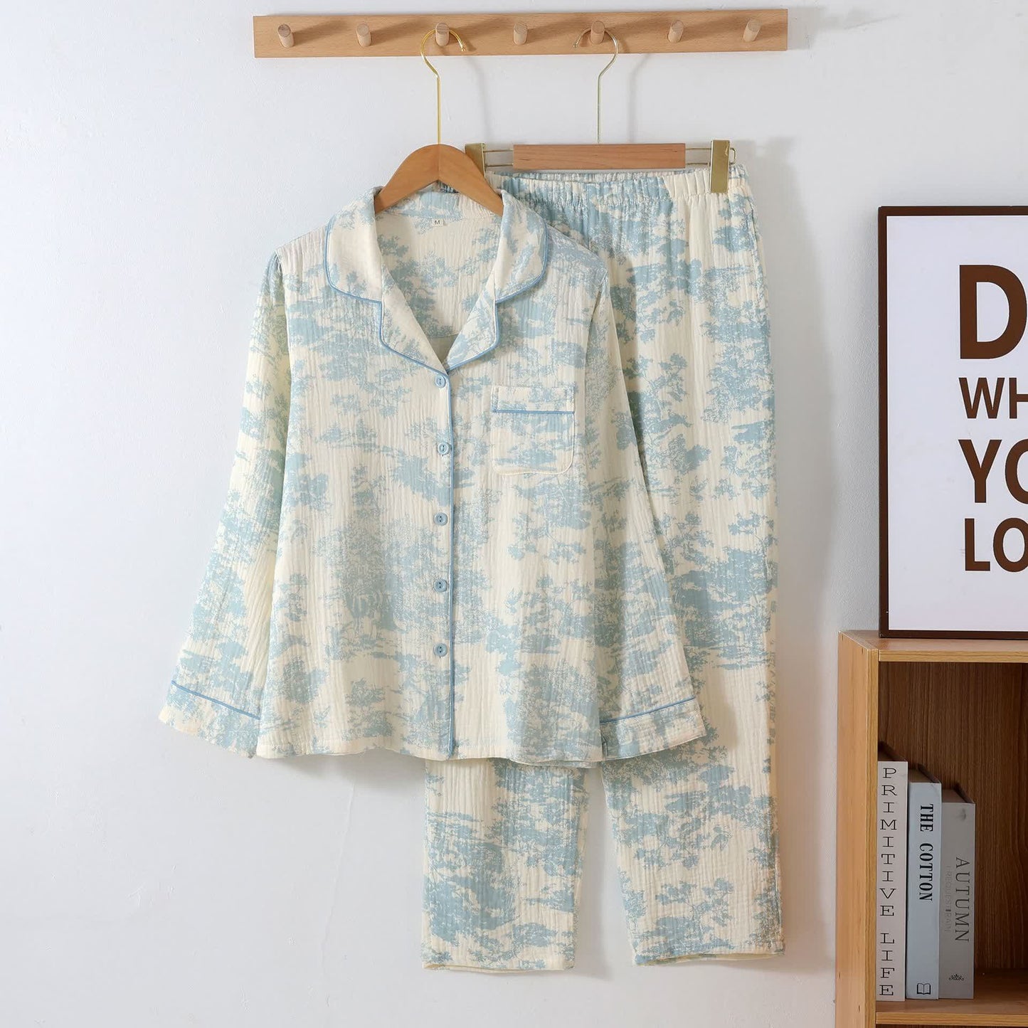 Loungewear-Set aus Baumwollgaze mit malerischem Toile-Muster