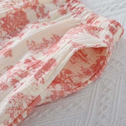 Loungewear-Set aus Baumwollgaze mit malerischem Toile-Muster