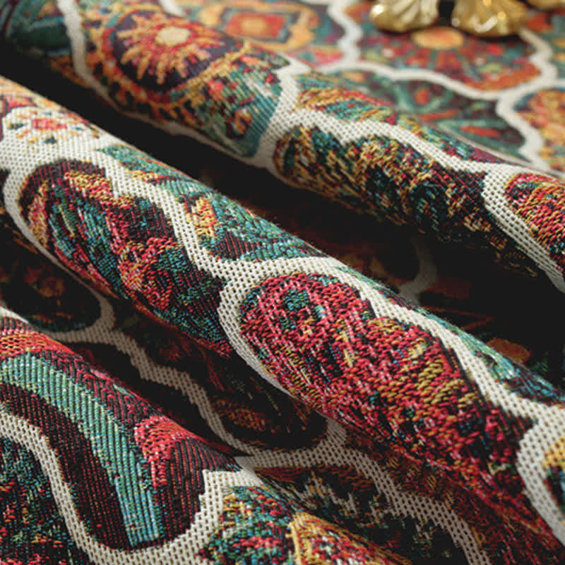 Rechteckige Jacquard-Tischdecke mit marokkanischer Quaste