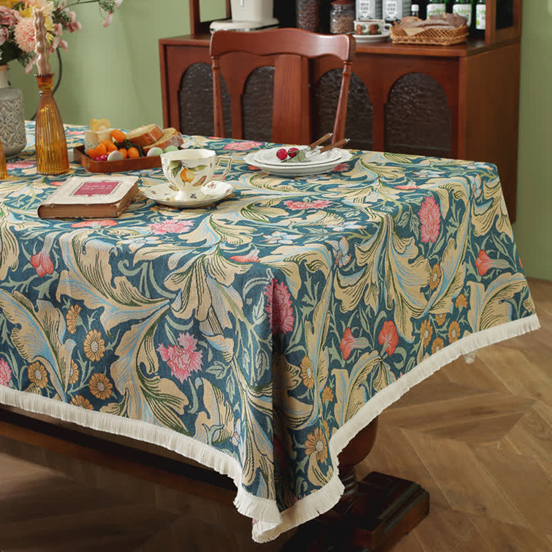 Schmutzabweisende Tischdecke im Landhausstil mit Quaste