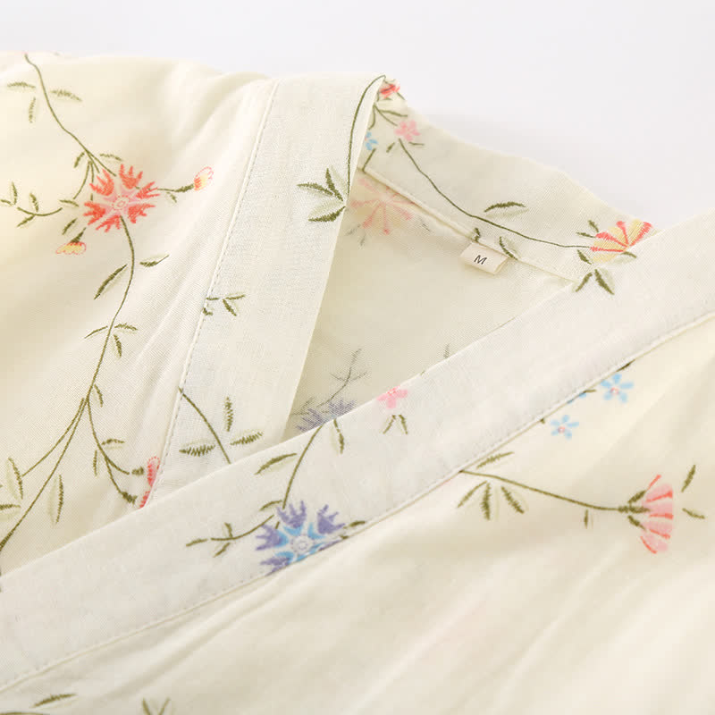 Geblümter Kimono aus Baumwollgaze