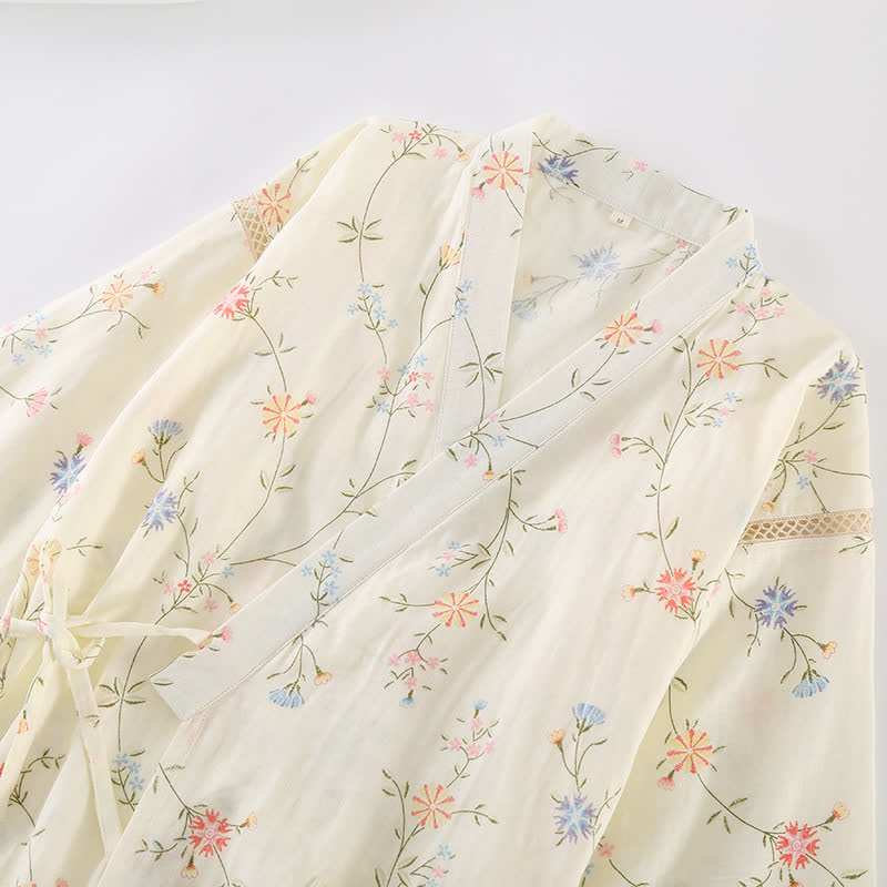 Geblümter Kimono aus Baumwollgaze