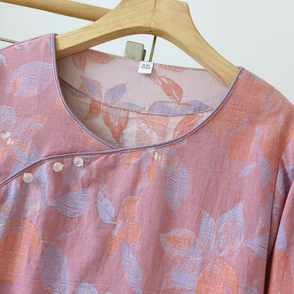 Orientalisches Nachtwäscheset aus Jacquard-Baumwolle mit Hostas-Print