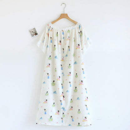 Orientalisches Nachthemd mit Cartoon-Prinzessin aus Baumwolle und Spitze