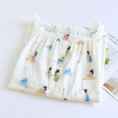 Orientalisches Nachthemd mit Cartoon-Prinzessin aus Baumwolle und Spitze