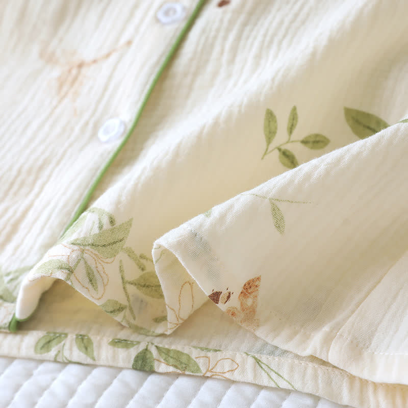 Pyjama-Set aus Baumwolle mit Schmetterlings- und Blattmuster - image 7