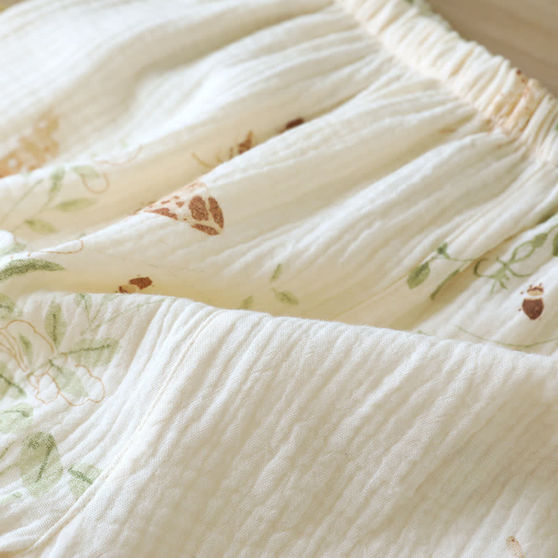 Pyjama-Set aus Baumwolle mit Schmetterlings- und Blattmuster