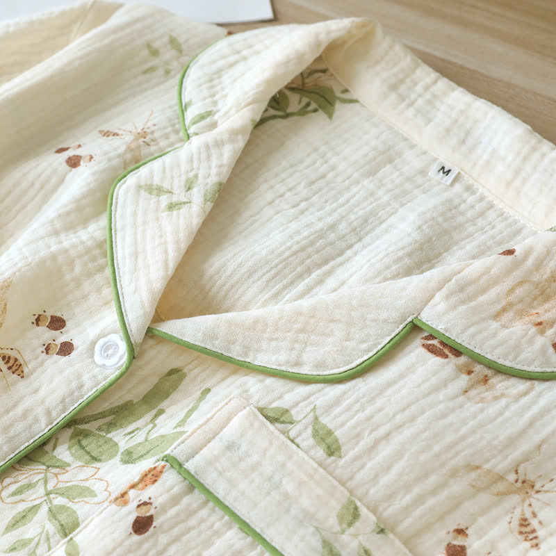 Pyjama-Set aus Baumwolle mit Schmetterlings- und Blattmuster - image 2