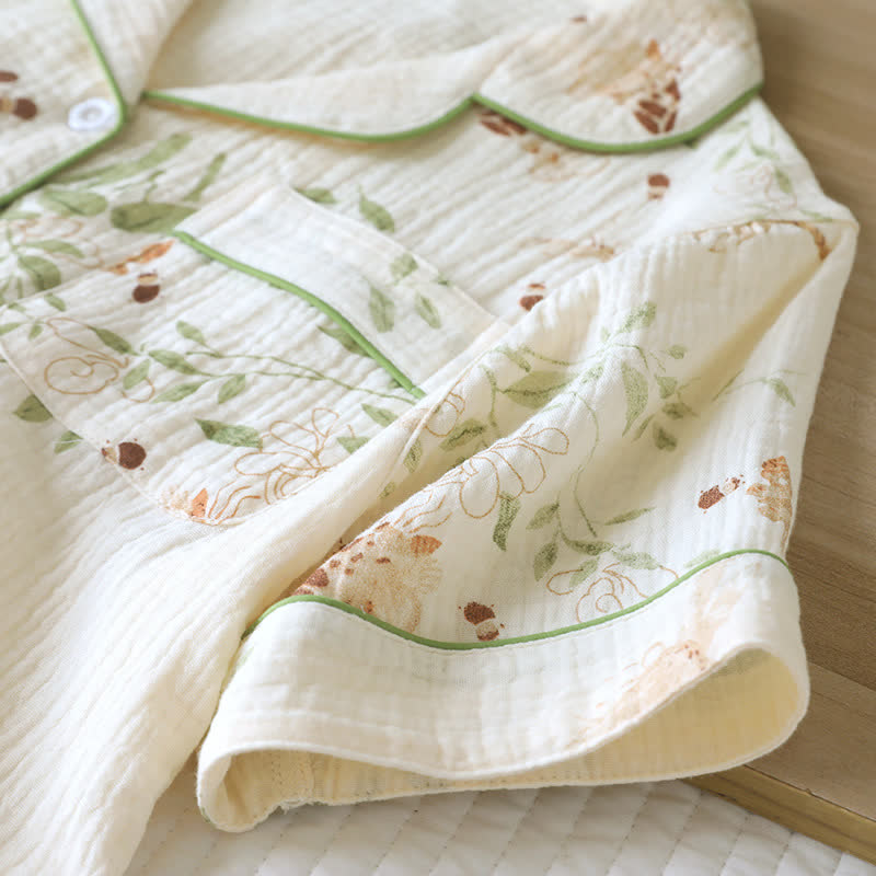 Pyjama-Set aus Baumwolle mit Schmetterlings- und Blattmuster