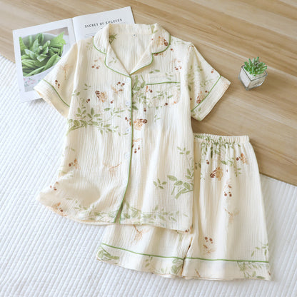 Pyjama-Set aus Baumwolle mit Schmetterlings- und Blattmuster - XL - image 0