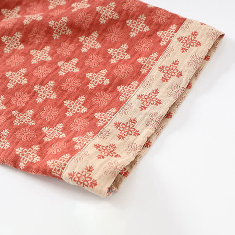 Roter geometrischer Kimono aus Baumwolle für Unisex
