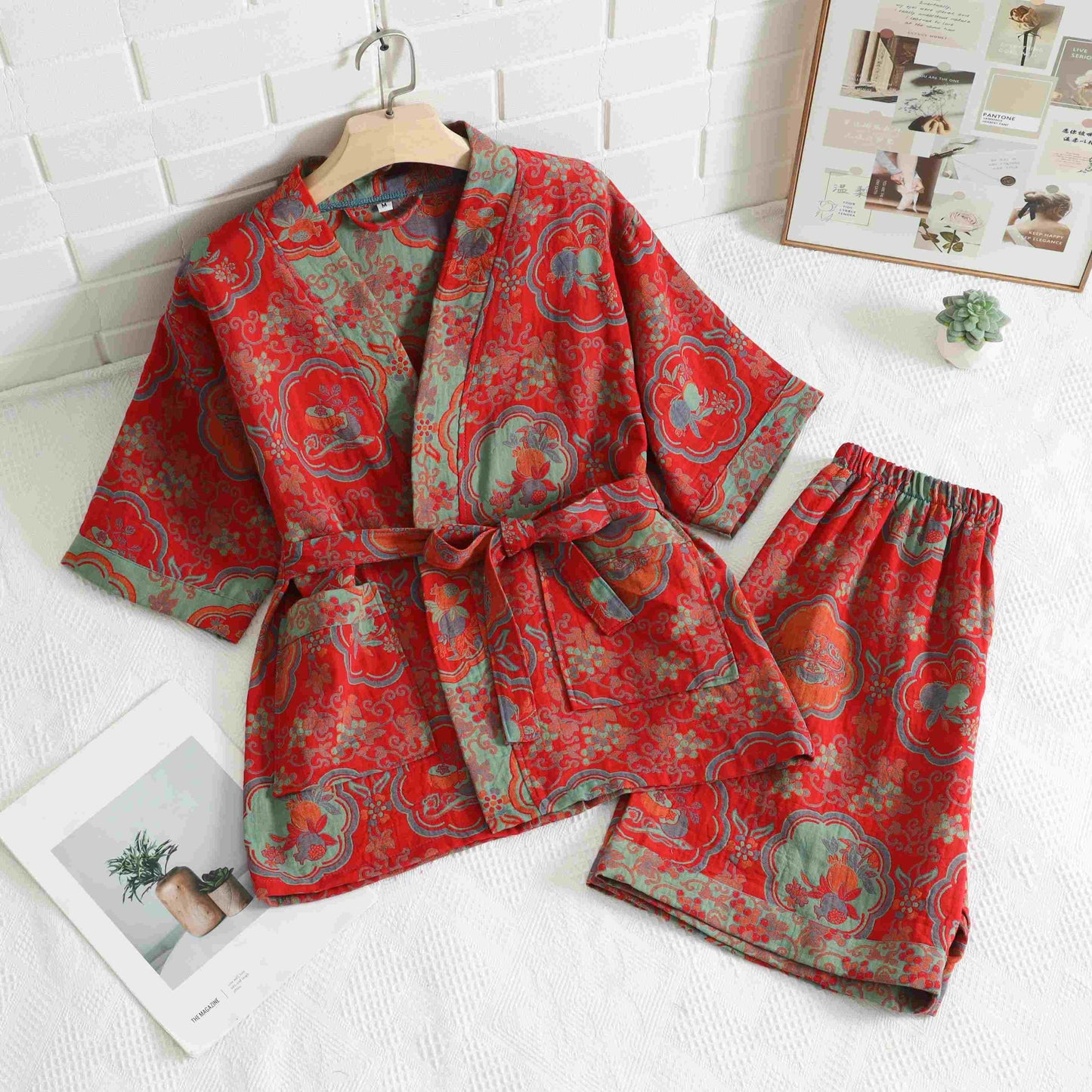Unisex-Loungewear aus Baumwolle mit orientalischem Blumenmuster