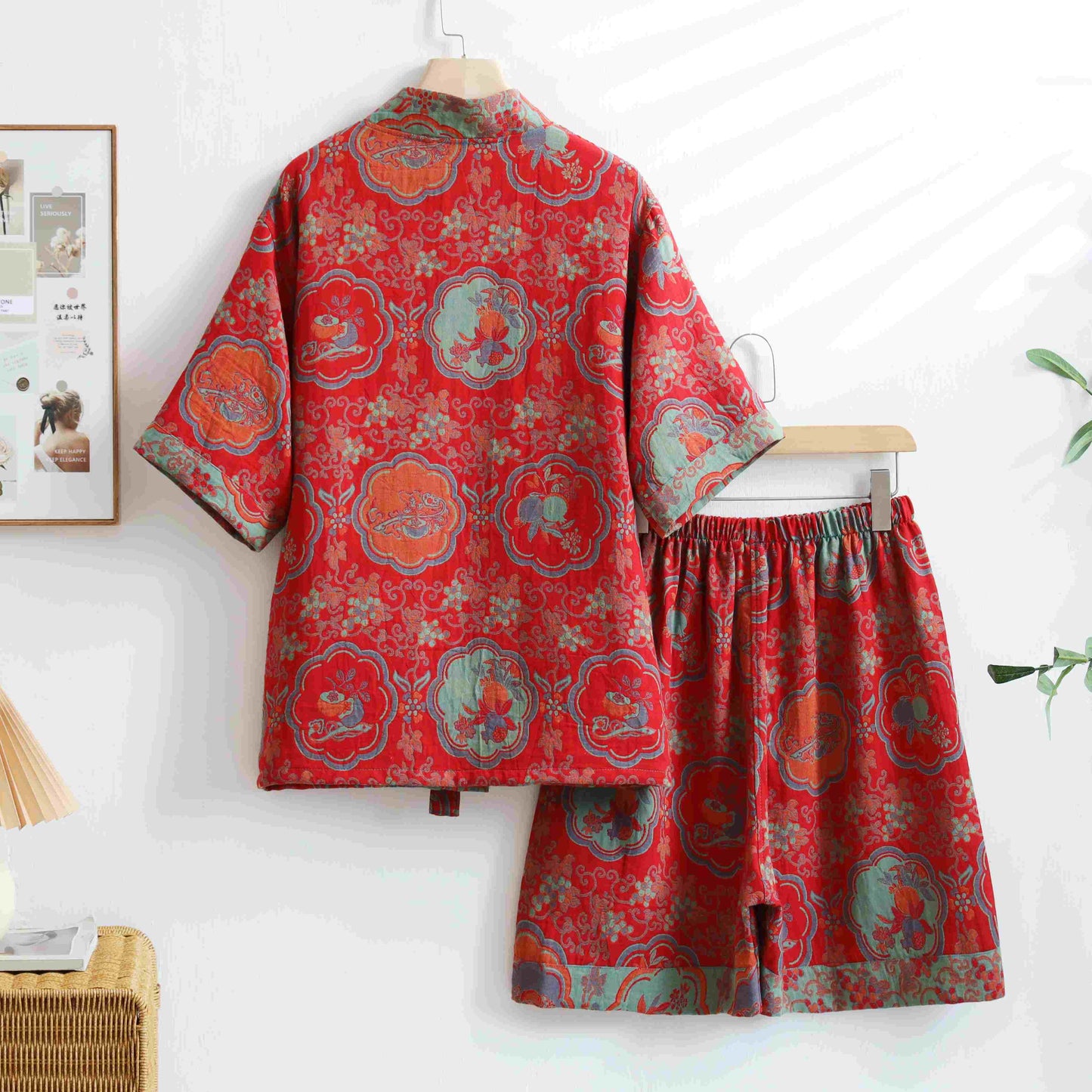 Unisex-Loungewear aus Baumwolle mit orientalischem Blumenmuster