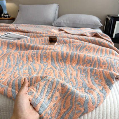 Steppdecke aus Baumwollmusselin mit Zebra-Blumenmuster