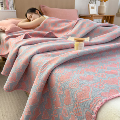 Steppdecke aus reinem Baumwollmusselin mit Liebesdruck