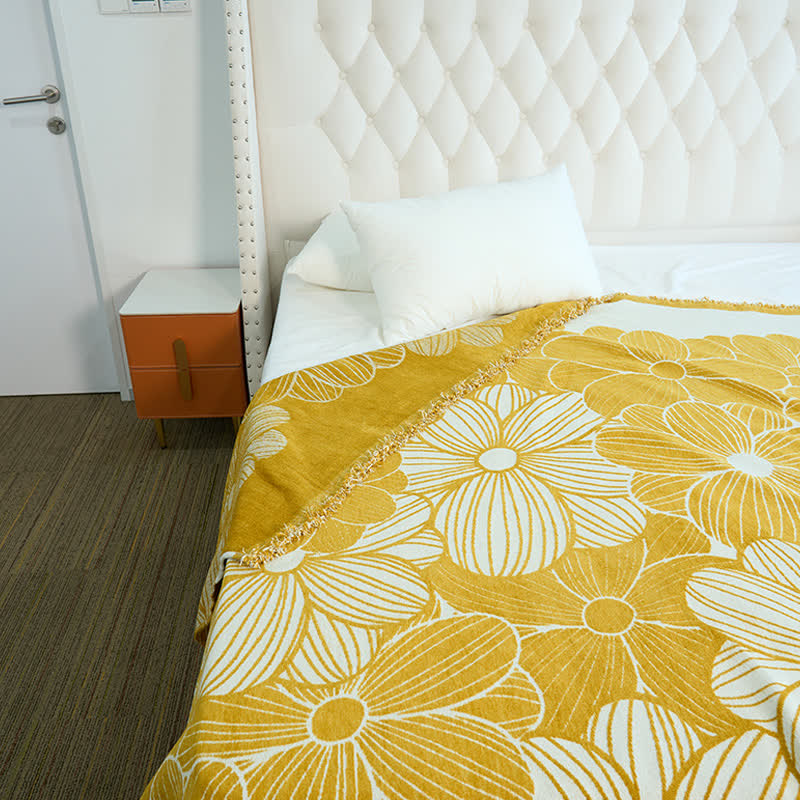 Daisy Jacquard Chenille Decke mit Quasten