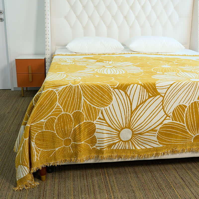 Daisy Jacquard Chenille Decke mit Quasten