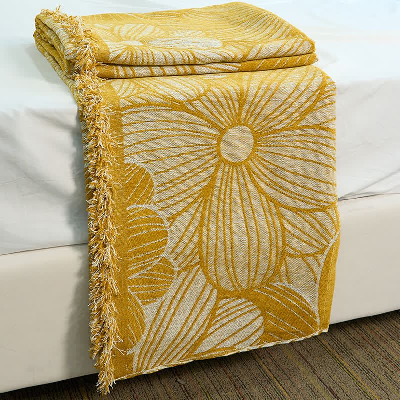 Daisy Jacquard Chenille Decke mit Quasten