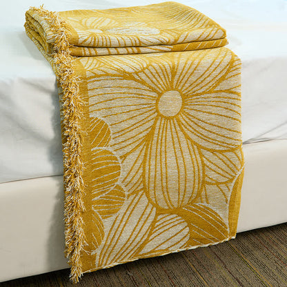 Daisy Jacquard Chenille Decke mit Quasten