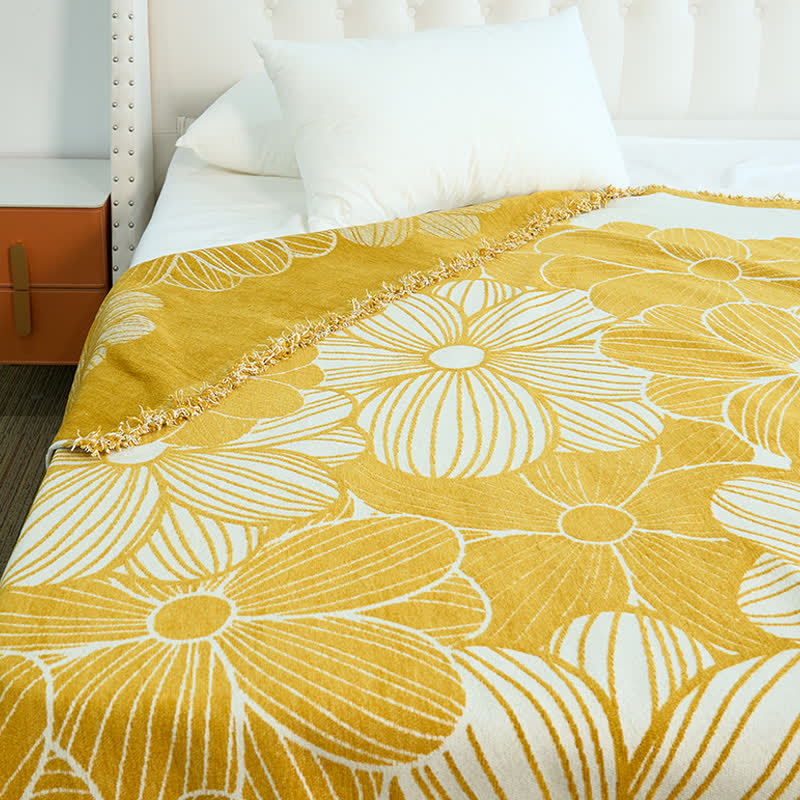 Daisy Jacquard Chenille Decke mit Quasten