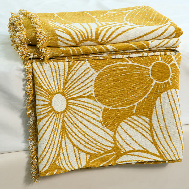 Daisy Jacquard Chenille Decke mit Quasten