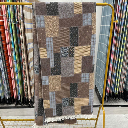 Patchwork-Steppdecke aus Baumwollmusselin mit Quasten