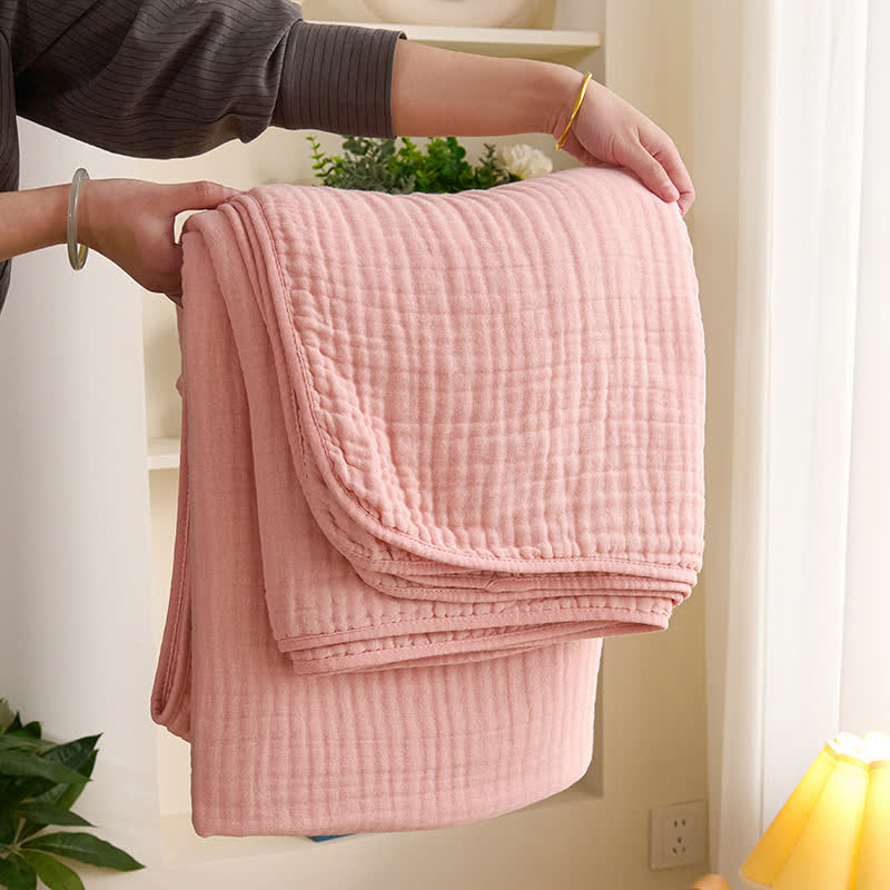 Einfarbige Steppdecke aus Baumwollgaze - Rosa - 150cm x 200cm - image 5