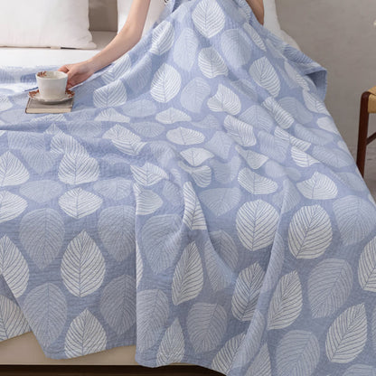 Steppdecke aus Baumwollgaze-Jacquard mit Blattmuster