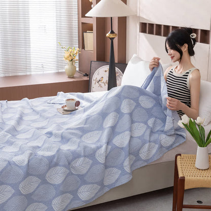 Steppdecke aus Baumwollgaze-Jacquard mit Blattmuster