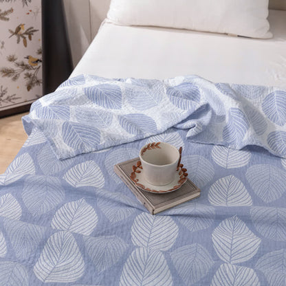 Steppdecke aus Baumwollgaze-Jacquard mit Blattmuster