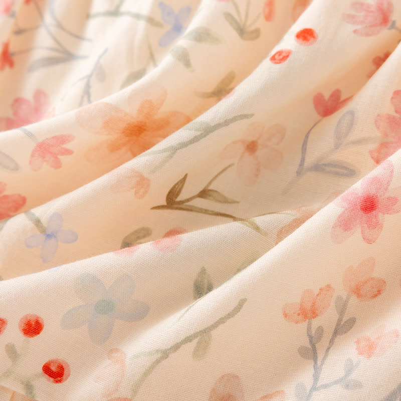 Pyjama-Set aus geblümter Baumwolle mit Camisole-Shorts