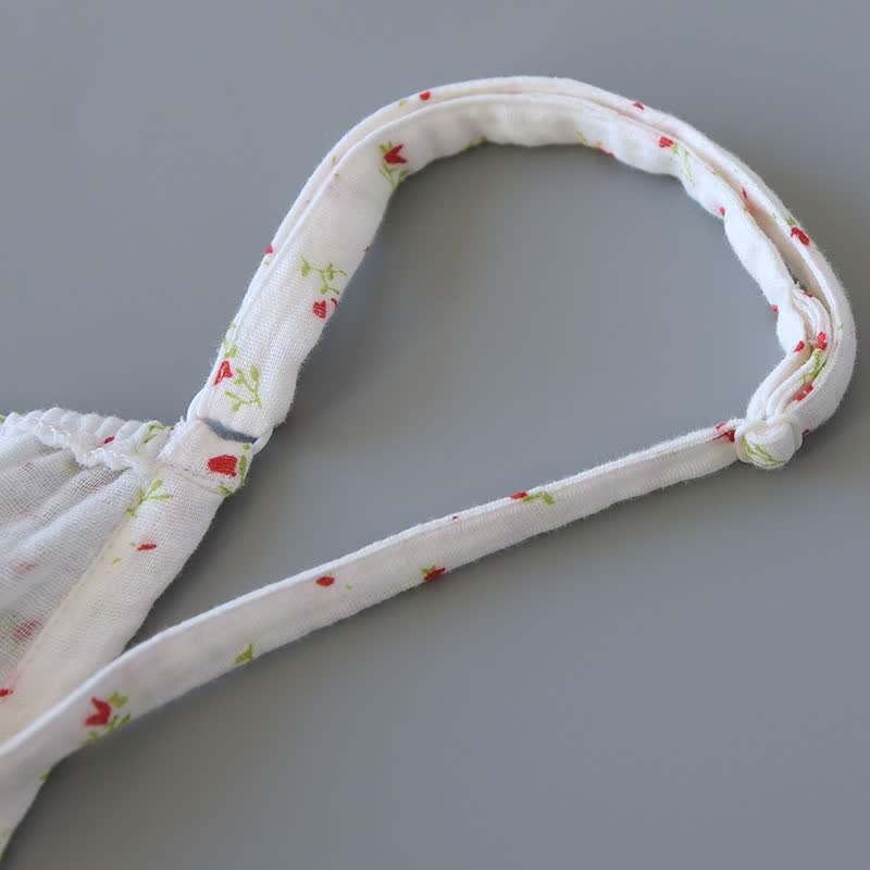 Rotes Camisole-Nachthemd aus Baumwollgaze mit Blumenmuster