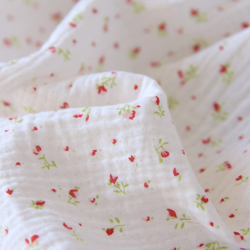 Rotes Camisole-Nachthemd aus Baumwollgaze mit Blumenmuster
