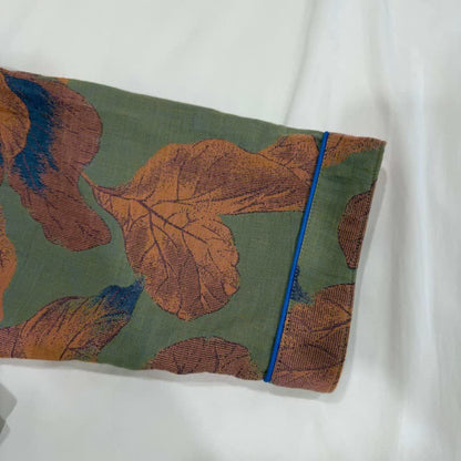 Brauner Kimono aus Baumwolle mit Blattmuster